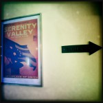 This way to Serenity Valley (aka the bathroom) at the Brass Buckle